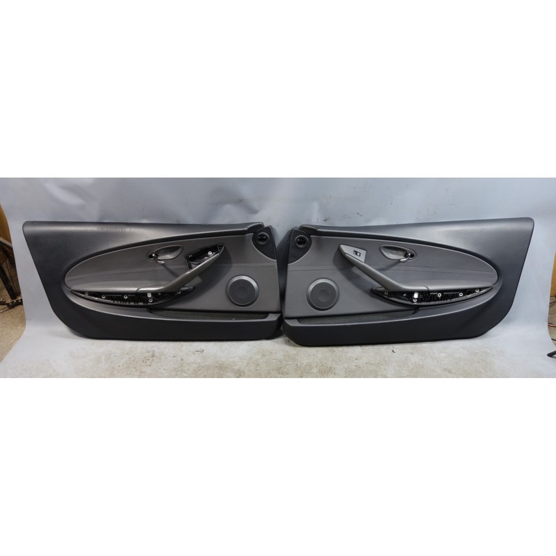 04-05 BMW E63 E64 6-Series Front Interior Door Panel Pair Grey Black Leather OEM