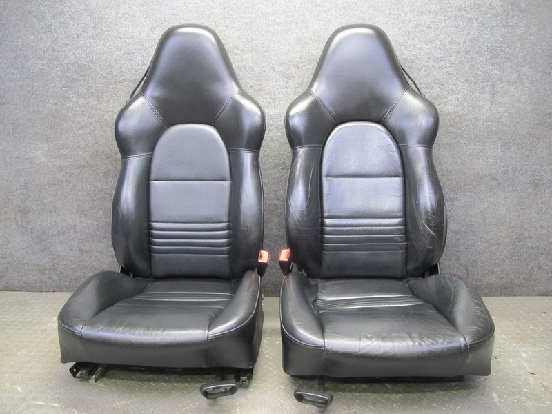 2001-2004 PORSCHE BOXSTER 986 FRONT LEFT & RIGHT SPORT LEATHER SEAT BLACK SET