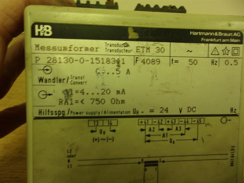 Hartmann & Braun ETM30 Transducer P 28130-0-15183-1*FREE SHIPPING*