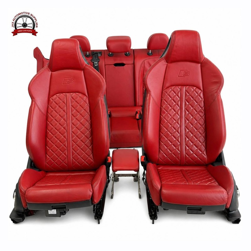 📌 2017-25 AUDI S4 SEDAN MAGMA RED FRONT REAR SEATS ASSEMBLY SET W/ ARMREST OEM