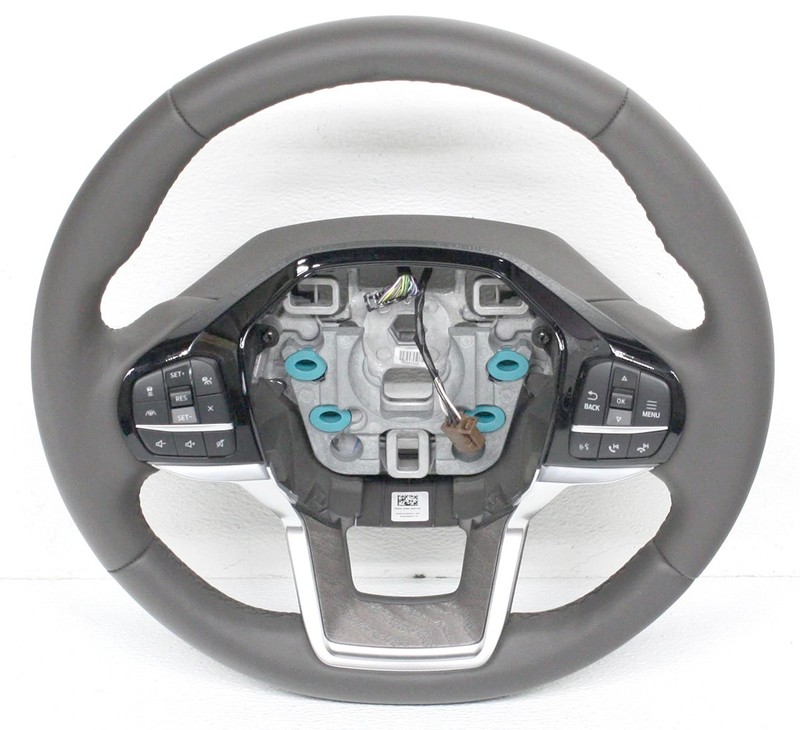OEM Steering Wheel For Ford Explorer Gray Leather Wood Inlay NB5N-3600-JB3LU9