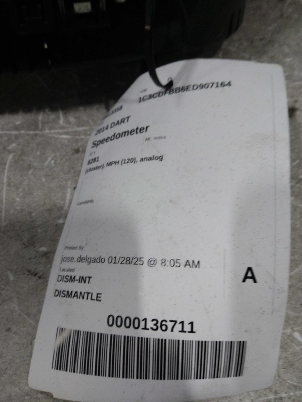 2014 Dodge Dart Speedometer Gauge OEM Red 56054665AD 93K Miles