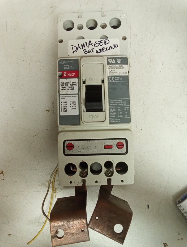 Cutler-Hammer Series C, HM2P250K5W, 2 Pole Circuit Protector; DAMAGED/WORKING