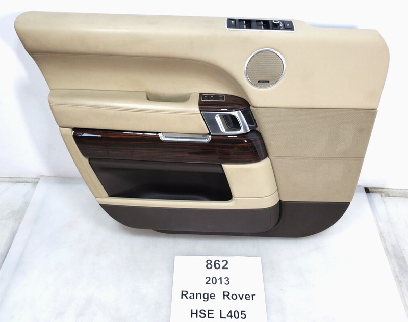 ✅ 13-17 OEM Range Rover L405 Front Left Door Card Panel Beige Leather / Wood