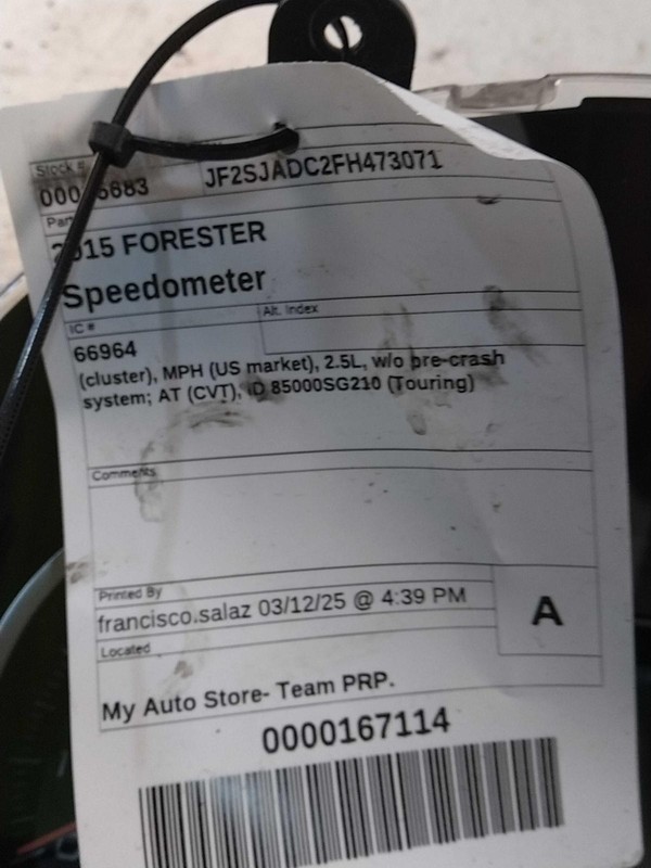 2015 Subaru Forester Blue Speedometer Gauge OEM 85000SG210 107K Miles