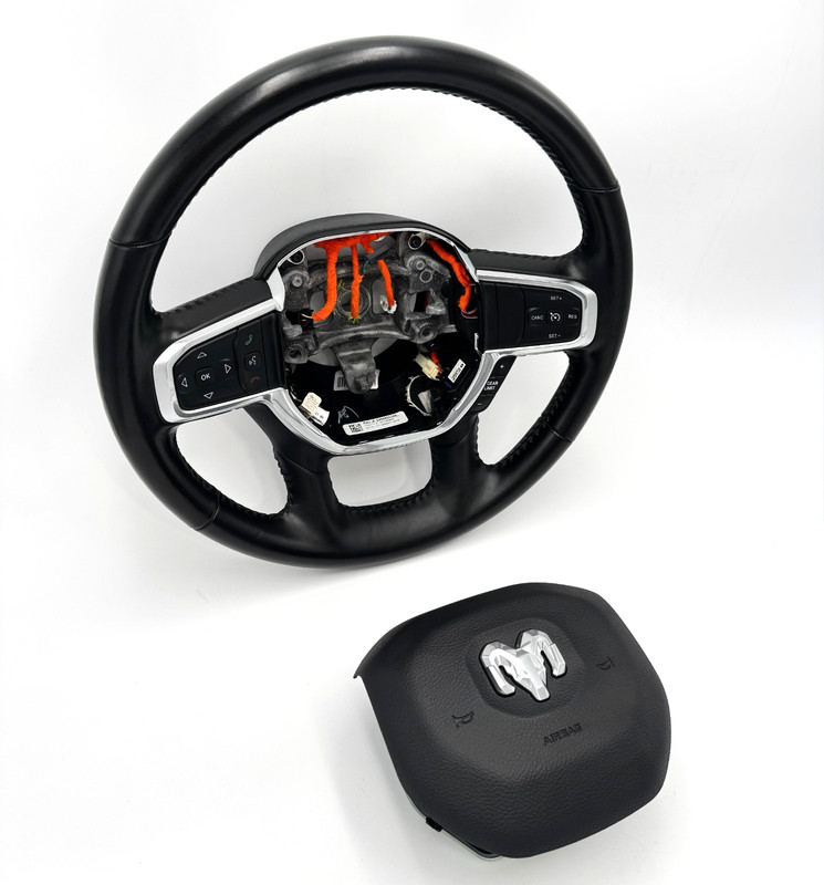 ✅ 2019-2026 RAM 1500 5th Gen OEM LARAMIE BLACK LEATHER HEATED STEERING WHEEL