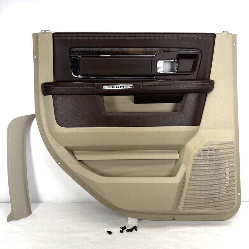 ✅ 2013-24 RAM 1500 LONG HORN CREW CAB OEM DOOR PANEL REAR LEFT BROWN Trim Driver