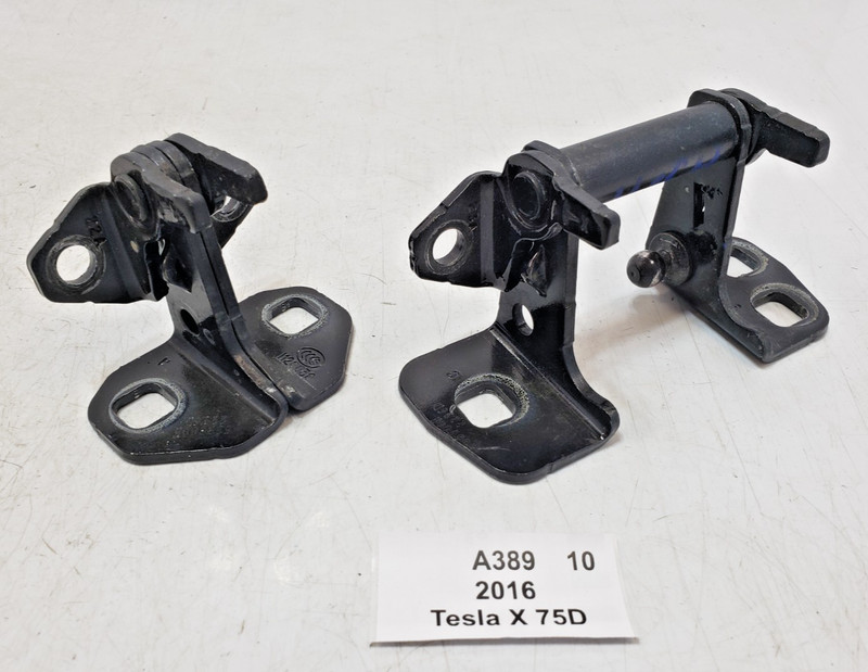 ✅ 16-23 OEM Tesla Model X Front Right Passenger Door Hinge Upper Lower Black SET
