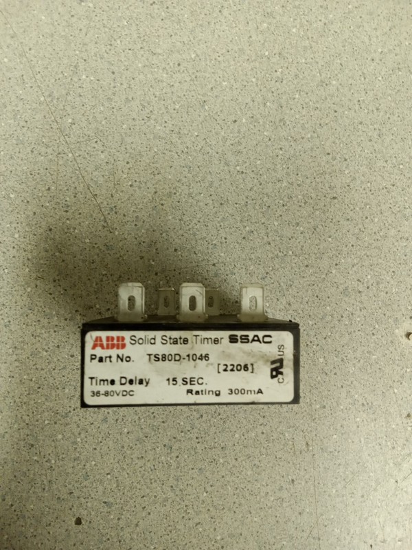 ABB Solid State Timer TS80D-1046 300mA 36-80VDC 15 sec. Delay