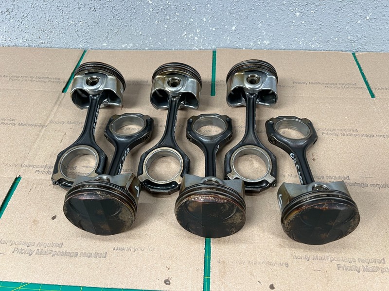 06-12 Mercedes W204 C300 SLK300 ENGINE MOTOR PISTON CONNECTING ROD SET OF 6 OEM