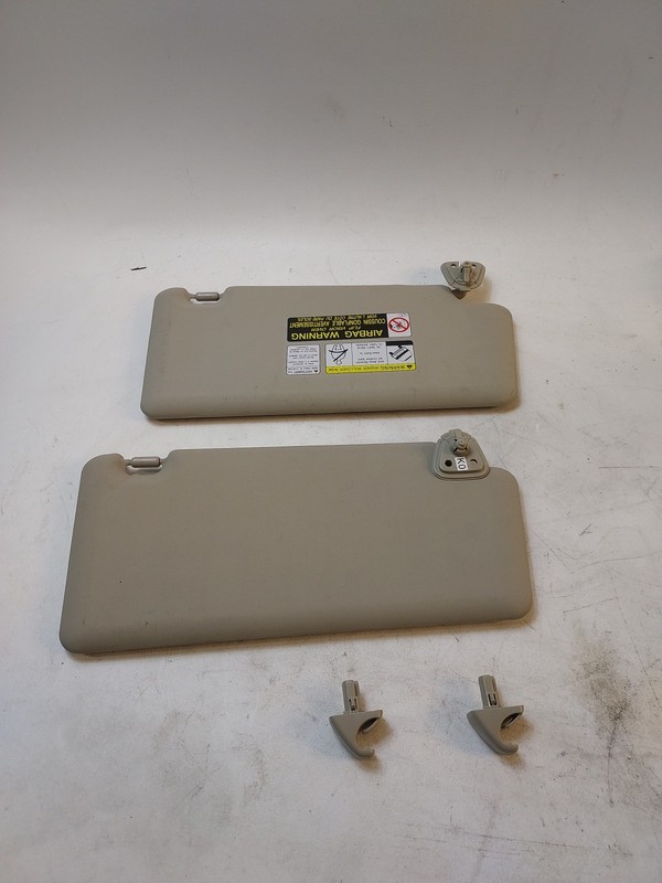 2008-2013 Rogue Sun Visor Set Beige Soft Vinyl Mirrors Illuminated OEM w/ Clips