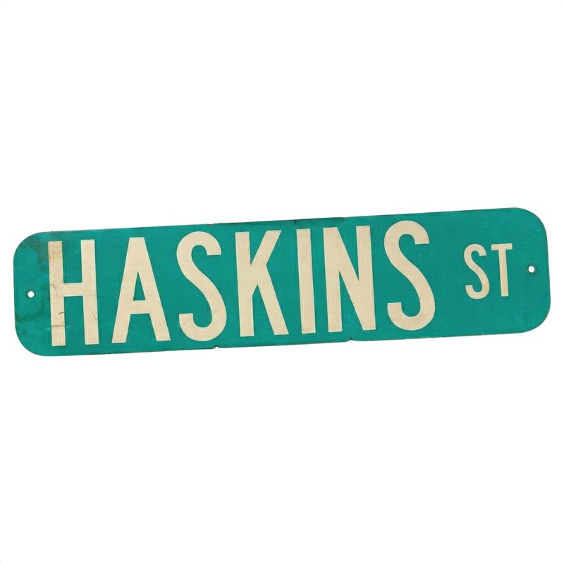 Authentic Road Sign HASKINS ST Real Street Vintage Retired Sign Antique