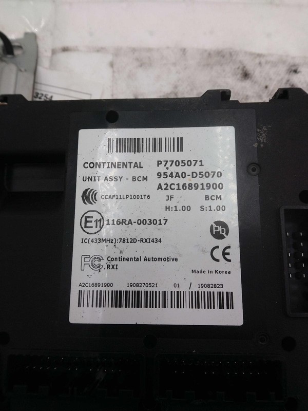 2020 Kia Optima Ignition Control Module OEM 954A0D5070 1.6L Black Used