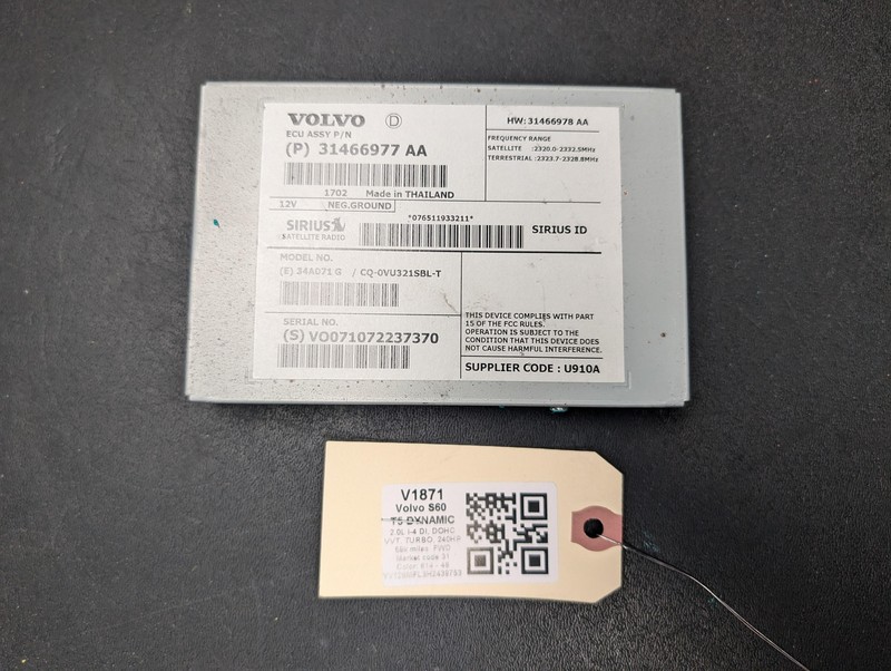 Satellite Radio Tuner 2017 Volvo S60 31466977 2014 2015 2016 2018