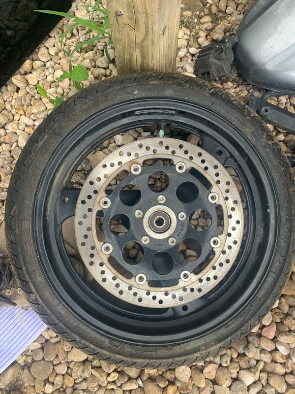 04-09 SUZUKI GS500F GS500 FRONT WHEEL RIM W/ TIRE AND ROTOR