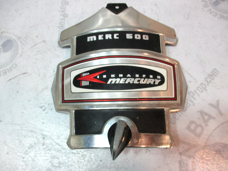 Vintage Mercury Merc 500 50 Silver/Black/Red Front Cowl Cover Plaque