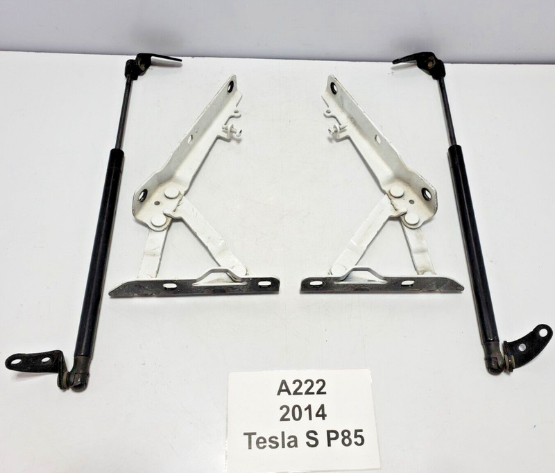 ✅ 12-16 OEM Tesla Model S Front Left Right Bonnet Hood Hinge Bracket White SET