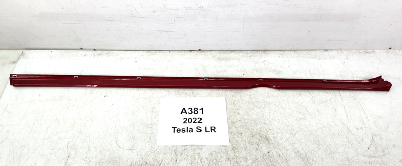 ✅ 21-25 OEM Tesla Model S Left Driver Side Rocker Panel Scuff Plate Molding Red