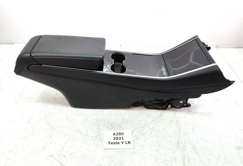 ✅ 20-23 OEM Tesla Model Y Center Console Armrest Storage Cup Holder Black NOTE*