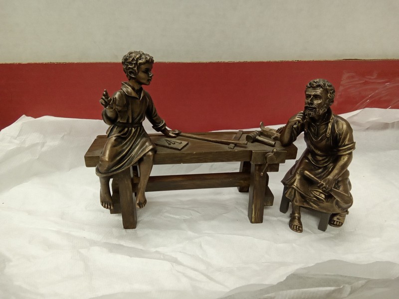2Pc Carpenters At Bench Resin Sculpture