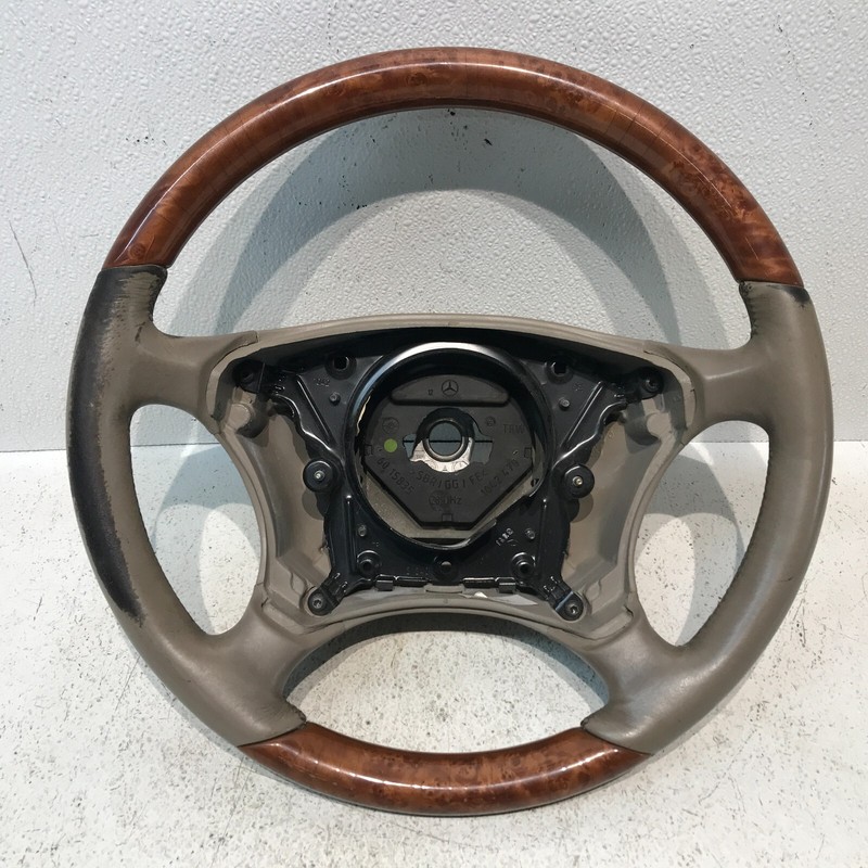 00-06 Mercedes W220 CL500 Driver Steering Wheel Wood OEM Beige
