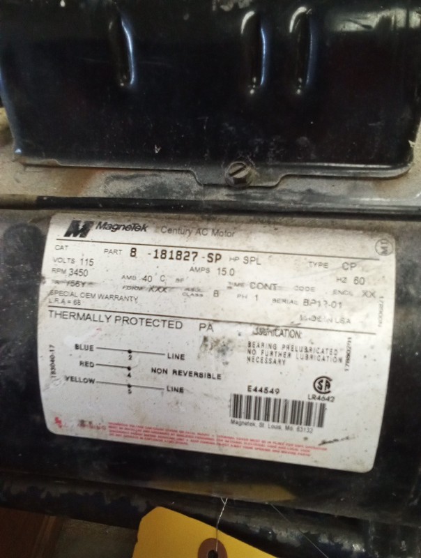 Magnetek 8-181827-SP Air Compressor Motor 115V 15A 3450RPM
