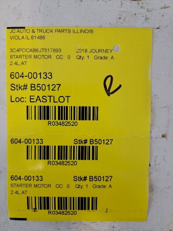 Starter Motor 4 Speed Transmission Fits 09-20 JOURNEY 3482520
