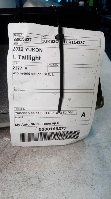 2012 GMC Yukon Left Tail Light Assembly Black 592924 Used 188k Miles