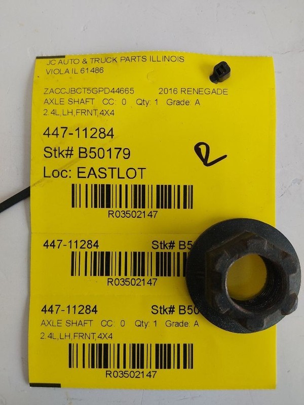 Axle Shaft Front Axle 4WD 2.4L Trailhawk Fits 15-18 RENEGADE 3502147