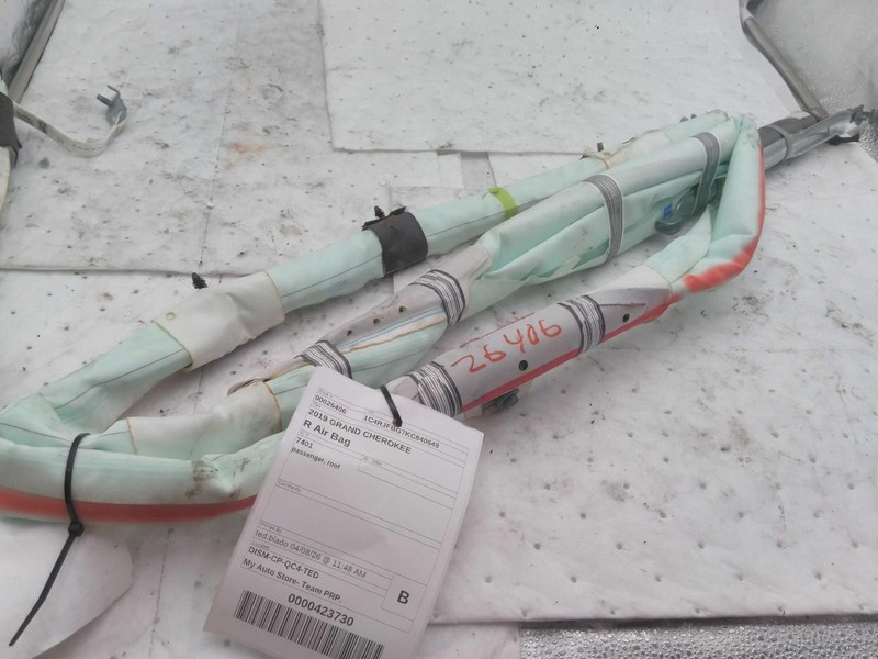 2019 Jeep Grand Cherokee Right Curtain Air Bag - Used, 70000 Miles, White