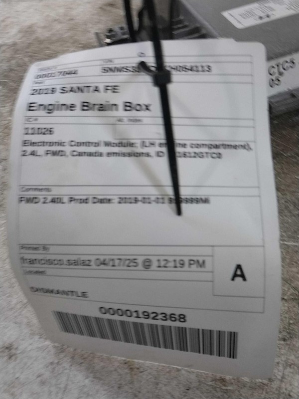 2019 Hyundai Santa Fe Engine Control Module ECM 2.4L FWD OEM 32000 Mi Black