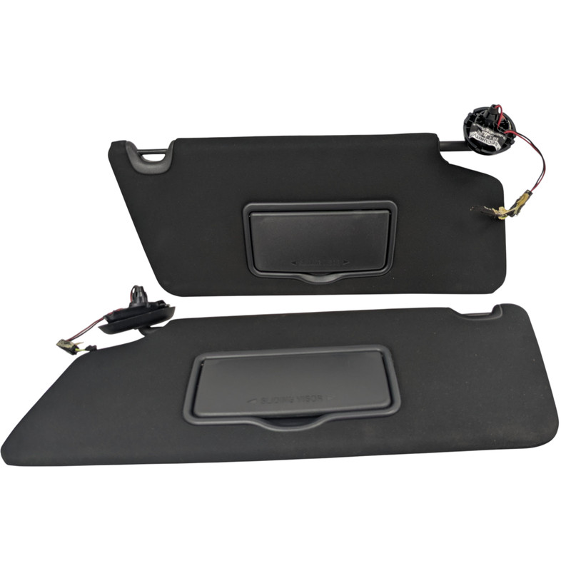 16-19 Ford Explorer Left Right Illuminated Lighted Sun Visor Shade Black Pair
