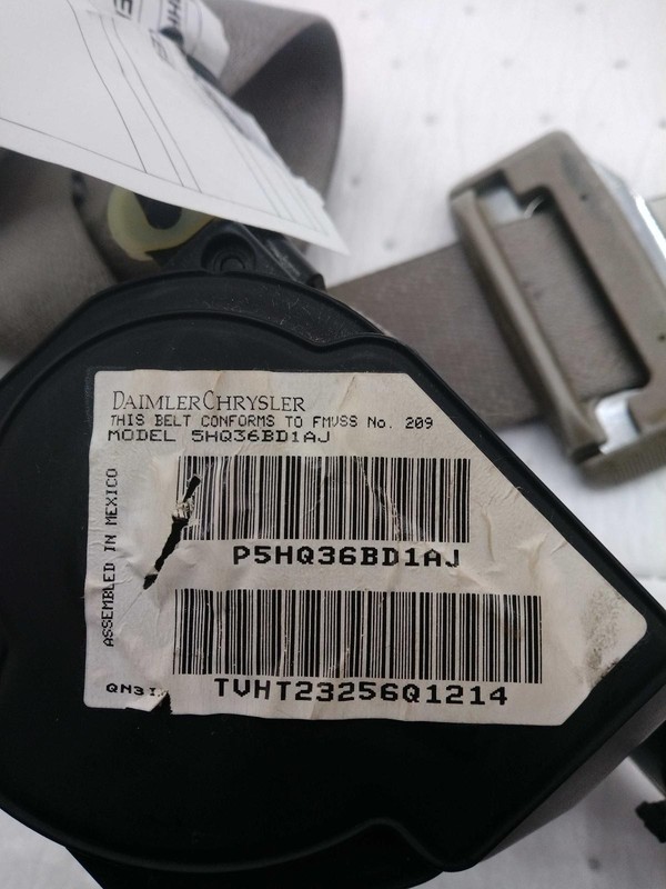 2007 Jeep Grand Cherokee OEM Black Seat Belt, Passenger Side, Used, 135K Miles