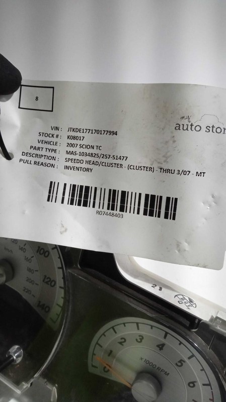 2007 Scion tC Speedometer Gauge Cluster OEM Blue 166K Miles - QA [257-51477]