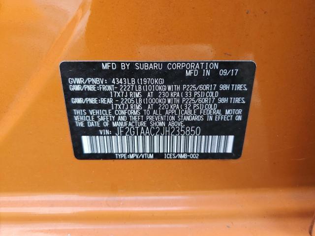 2018 Subaru XV Crosstrek Speedometer Gauge OEM Orange 85K Miles K48887
