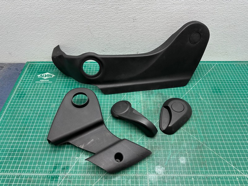 12-19 FIAT 500 FRONT LEFT DRIVER SIDE SEAT PLASTIC TRIM COVER SET OEM