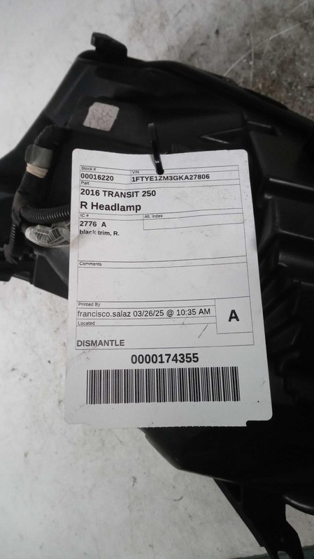 2016 Ford Transit 150 Right Headlight Assembly OEM 128085 - Scratches 133k mi