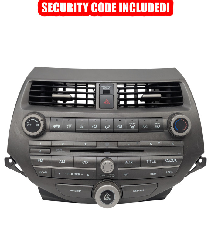 W/ CODE 08-11 Honda Accord Radio Stereo CD Player AC Climate Control Air Vents