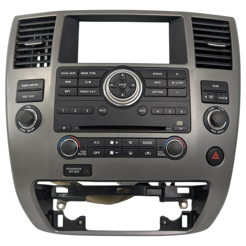 08-12 Nissan Armada Pathfinder Radio 6 CD Climate AC Heater Control Panel Bezel