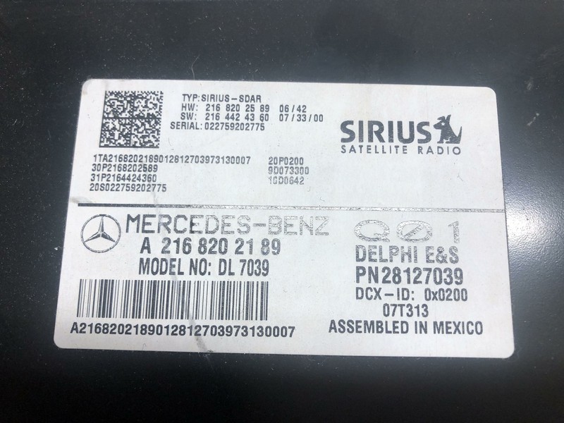 07-11 Mercedes C300 Sirius Satellite Radio Receiver A2168202189 Oem 07 08 09 10