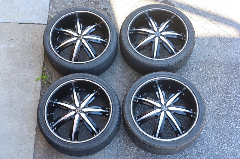 Qty 4 Massiv 22x8 Wheels Rims – 365/35R22 – Gloss Black Machined – Read