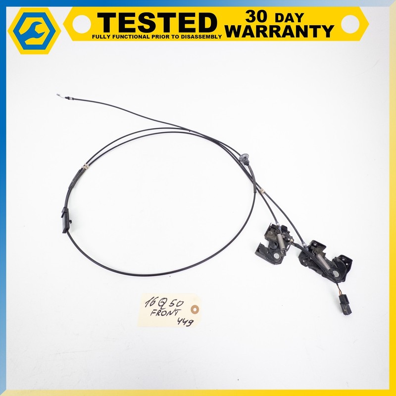 14-24 INFINITI Q50 HOOD LATCH LOCK W/ MOUNT BRACKET PAIR & RELEASE CABLE OEM