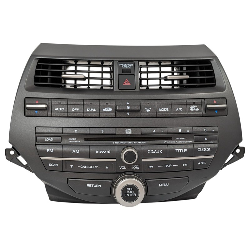 08-09 HONDA ACCORD 2.4 AM FM CD 6 DISC STEREO RADIO ID 39101TA0A420M1 W CODE
