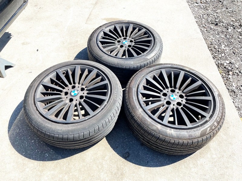12-19 BMW SERIES 3 4 WHEEL RIMS W/ TIRES 225/50R18 95V SET OF 3 OEM