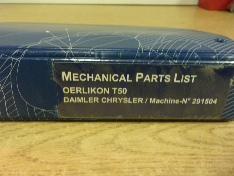 Klingelnberg Mechanical Parts List Oerlikon T50 N291504 *FREE SHIPPING*