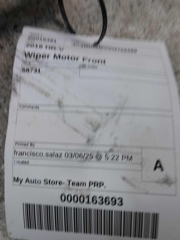 2016 Honda HR-V Wiper Motor OEM 76505T5AJ01 Grey 146k Miles - Warranty Included