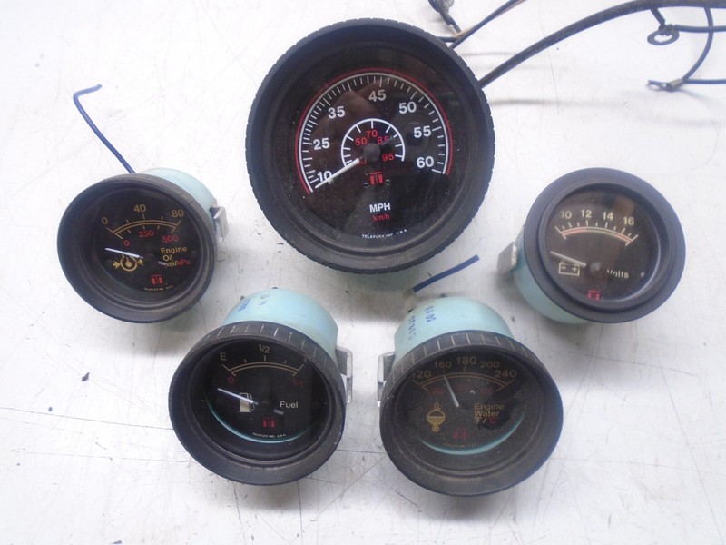W4 Marine Gauges MPH Fuel Volts Temp Oil 5-Piece Set