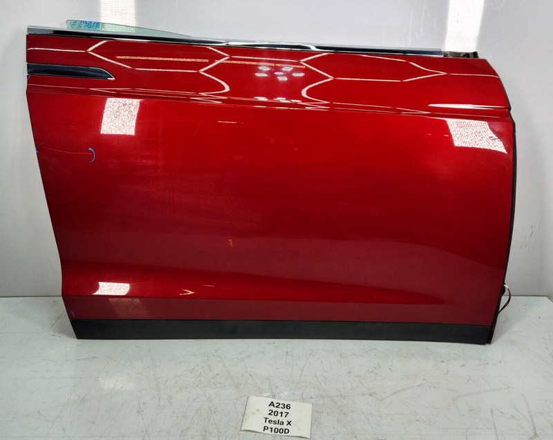 ✅ 16-20 OEM Tesla Model X Front Right Passenger Door Shell Red PPMR COMPLETE*