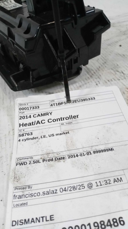 2014 Toyota Camry A/C Selector Switch OEM Silver 5590006350 Used 180K Miles