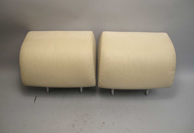 1999-2001 BMW E38 7-Series Rear Headrest Pair Oyster Pearl Beige Leather OEM